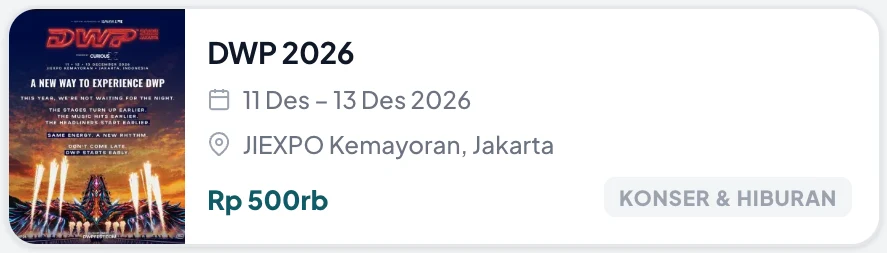 Kartu event di daftar event Eventbanget
